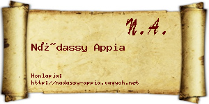 Nádassy Appia névjegykártya